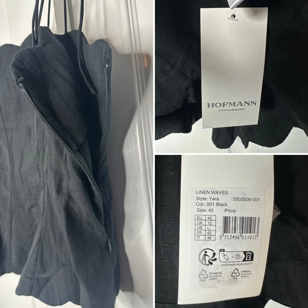 Hofmann Copenhagen Yara Linen Scalloped Blouse Black NWT Size 40 Medium - Picture 8 of 15